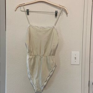 Bundle 3 for $50 | Vintage 100% Silk Ivory Lace Trim Bodysuit – Size 40